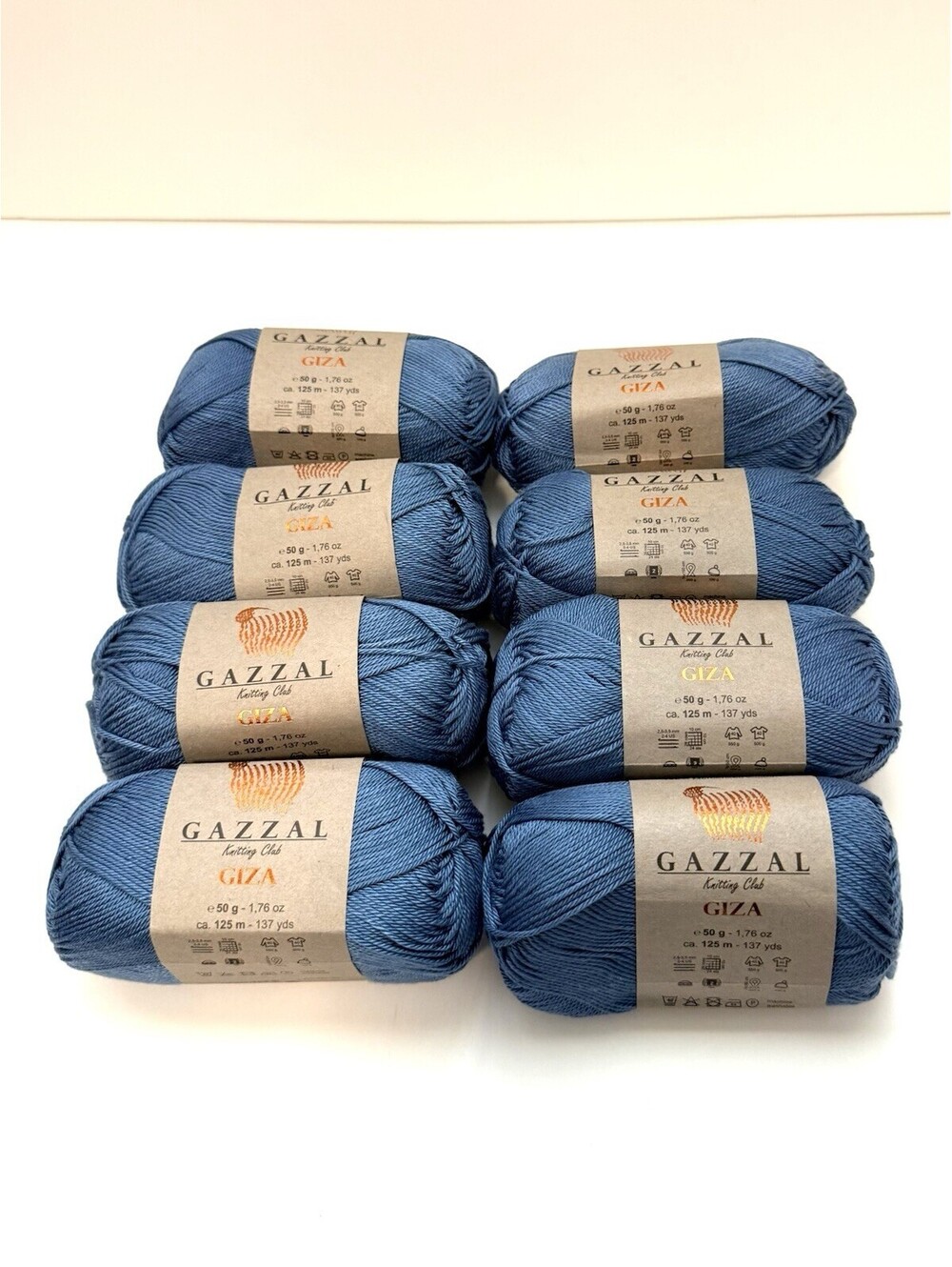 Gazzal Giza Mercerized Cotton Yarn Lot 10 Skeins Blue Color 2479 8 New 2 Partial